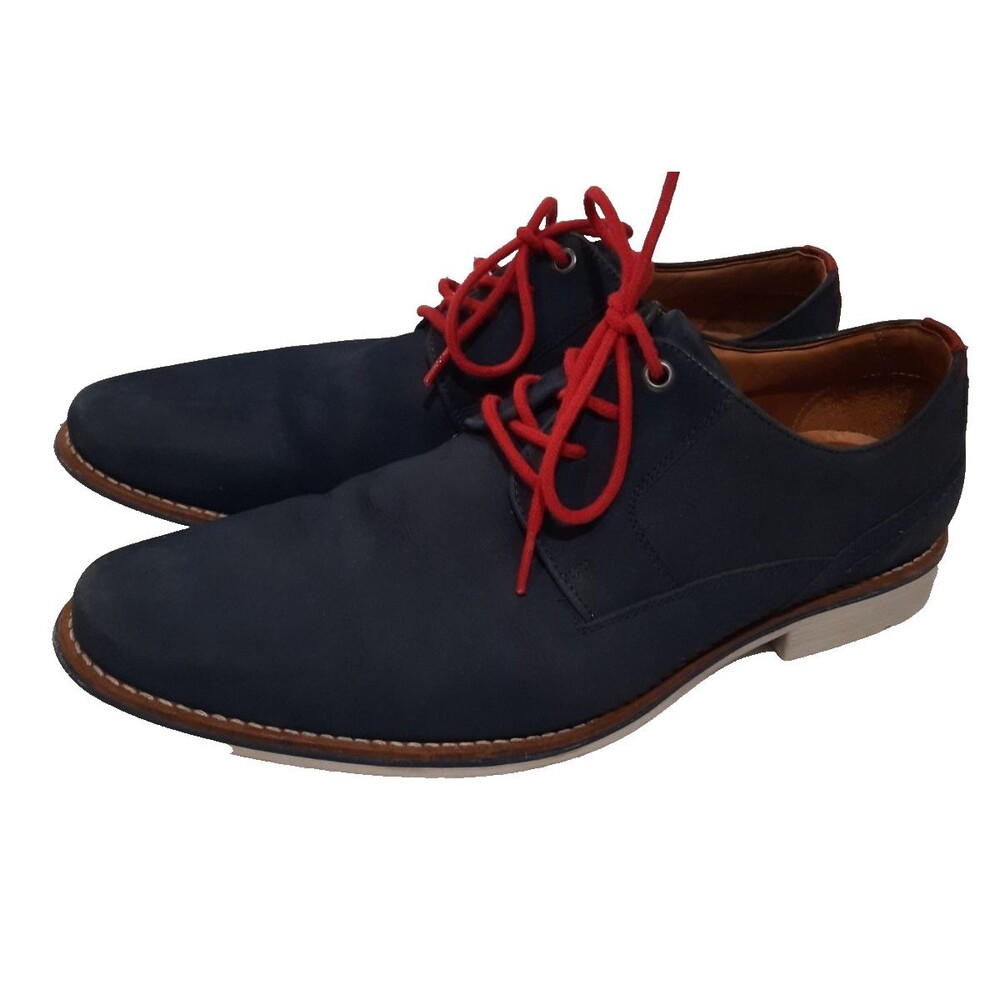1901 Saddle Shoes Oxford Leather Suede Lace Up Derby Navy Blue & Red Mens 11.5